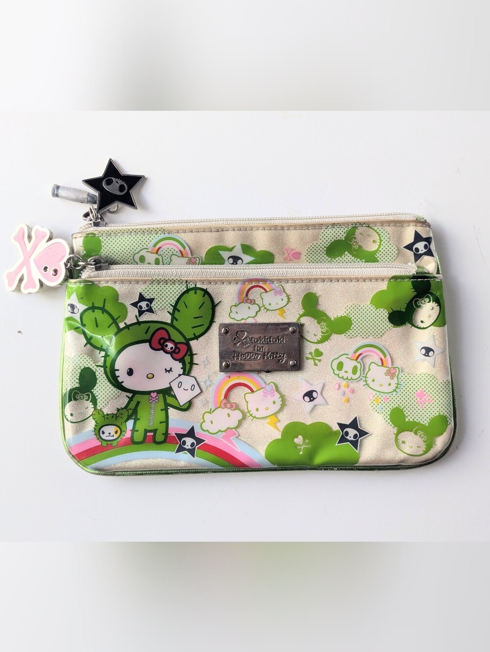 Rare Vintage 2008 Tokidoki x Hello Kitty Cactus Friends Double Zip Pouch